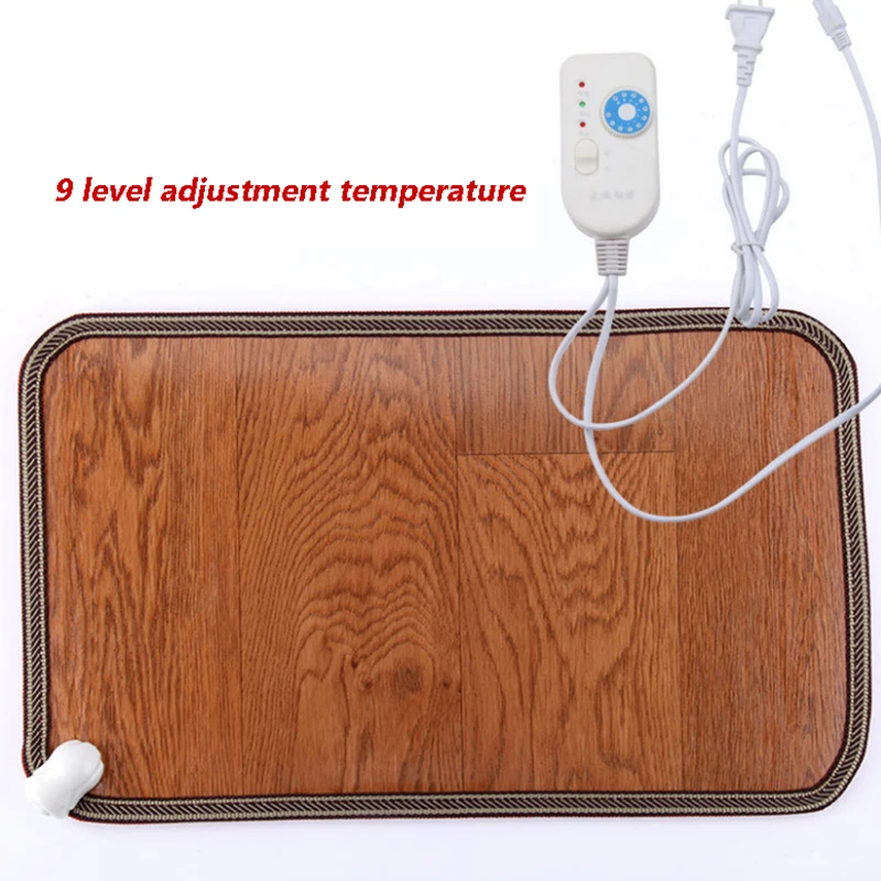 Tanie Zimowe ogrzewanie Mat elektryczne płyta grzejna ciepłe stopy termostat dywan drewna ziarna skóra cieplej dywaniki dla biuro w domu