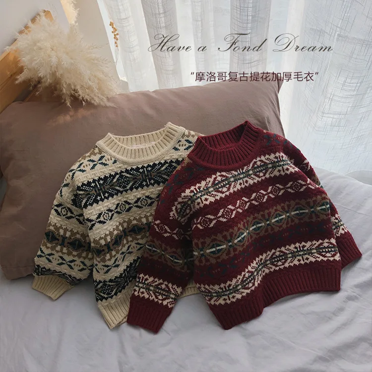 Новинка года; теплый зимний детский свитер со снежинками; Рождественский свитер для мальчиков и девочек