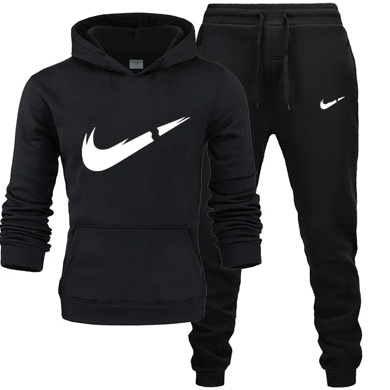 

2019 BrandTrack suit Fashion Men Sportswear Two Piece Sets All Cotton Thick hoodie+Pants Tracksuit Male Sets