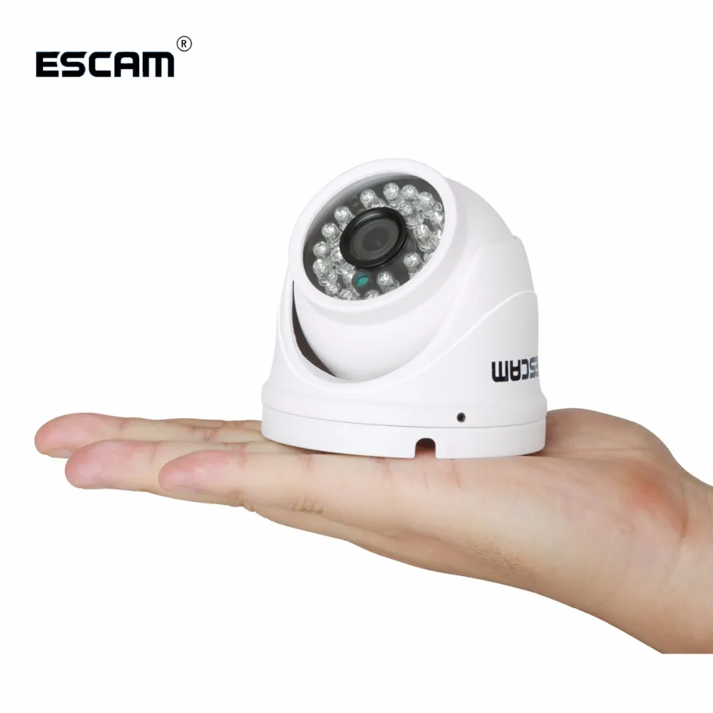 Мини IP камера Escam QD520 ночного видения HD720P H.264 Onvif P2P для помещений купольная