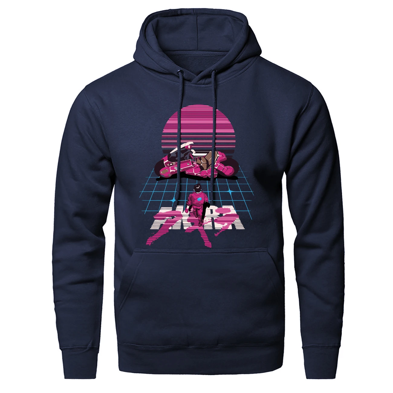 Мода Akira Synthwave японского аниме печати мужчин толстовки с капюшоном пуловер Повседневная одежда весна осень пальто slim fit Куртки - Цвет: dark blue 6
