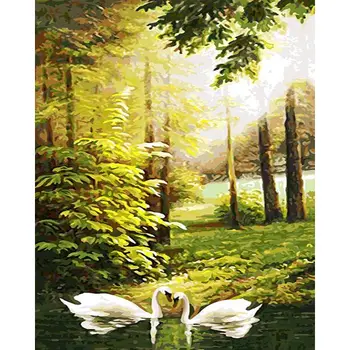 

Paint By Numbers For Adults a couple of swans Table Decoration Modern Photo Frames Oil Painting On Canvas Handmade Gatyztory Diy