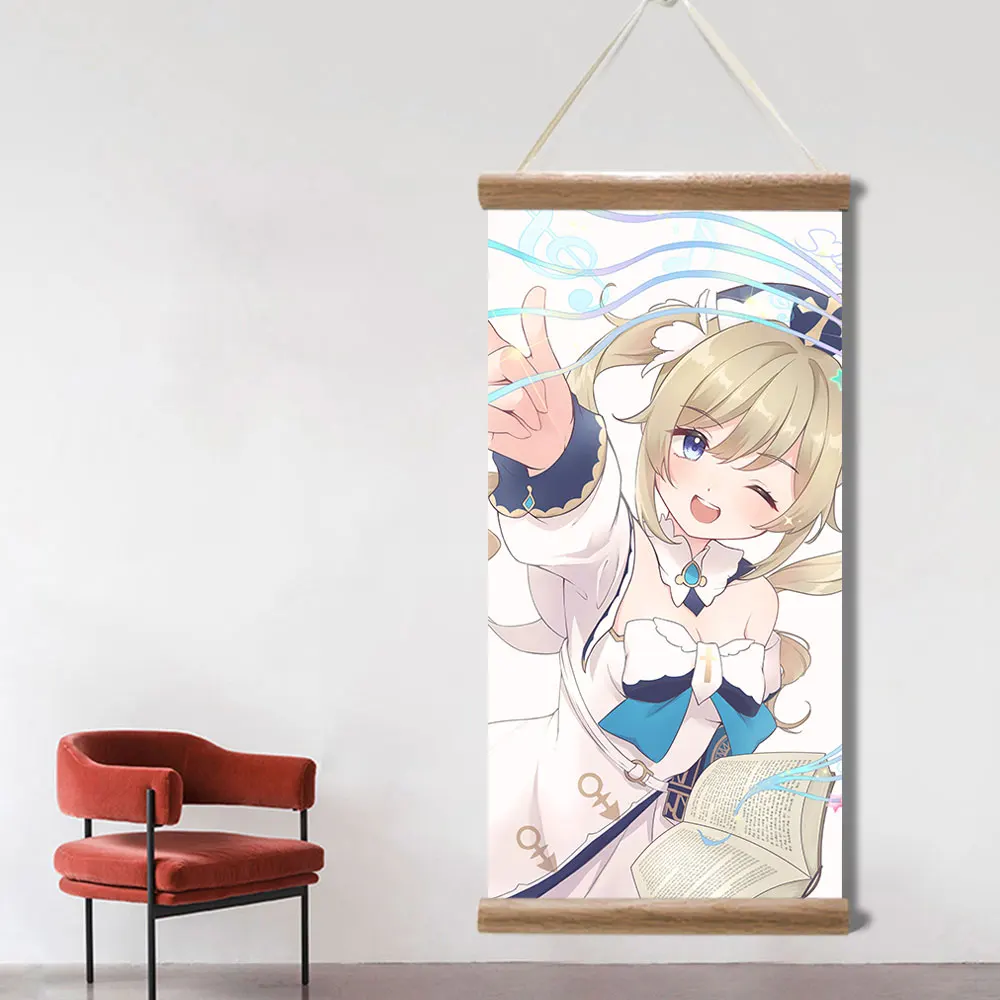 Genshin Impact Poster Barbara Ganyu Xiao Sexy Anime Picture Wall Canvas Posters Art Game Scroll Paintings for Living Room Decor