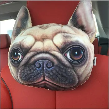 

3D Cartoon Dog Cat Car Headrest Pillow 3D Printing Dog Activated Carbon Car Seat Neck Support Cushion Auto Interior Accessories