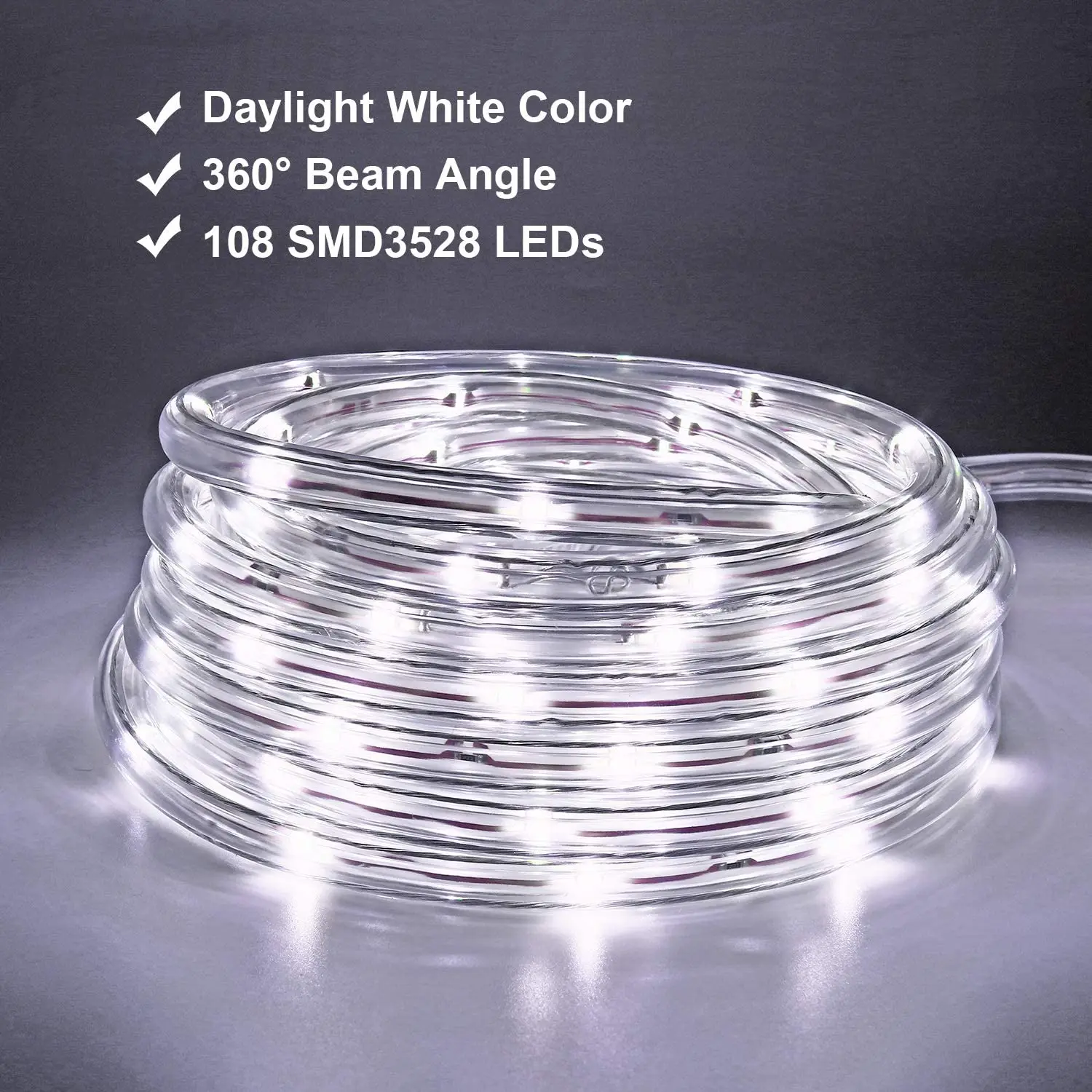 

Outdoor 110V Ac c Tube Waterproof LED Rope Light Round Tow Wire Decorative Flexible