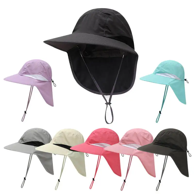 Men Women Hat With Neck Flap Fishing Hiking Outdoor UV Protection Sun Hat
