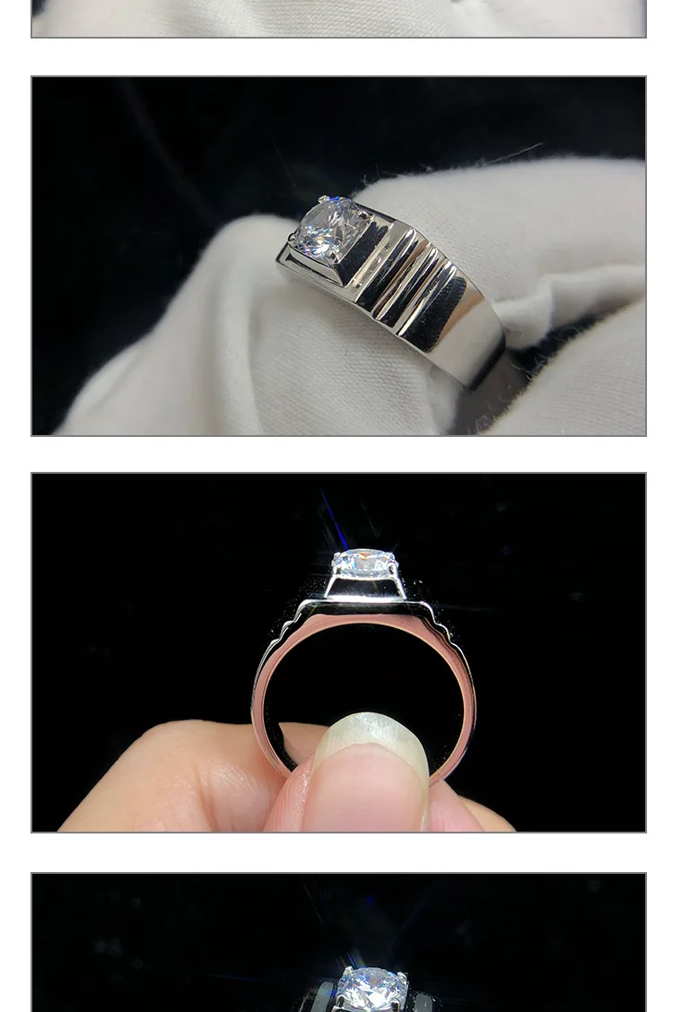 1ct карат мужские кольца AAAAA высокое качество NSCD полудрагоценный камень 4 зубец Установка обручальное кольцо для мужчин браслеты ювелирные изделия