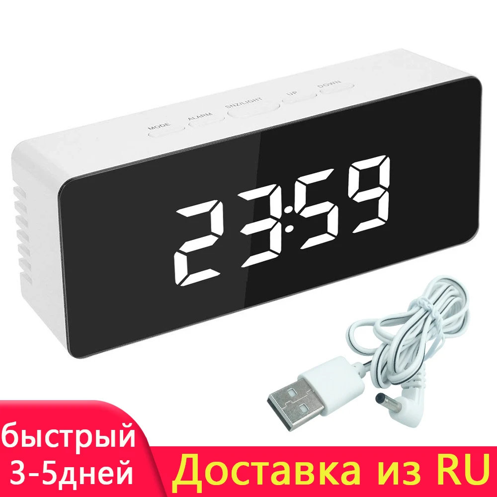 Зеркальные светодиодсветодиодный ночники термометр настенные часы цифровой