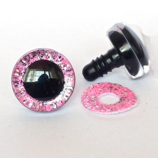 20pcs New Color 3D safety toy eyes +glitter Nonwovens+ washer--size & color option 06