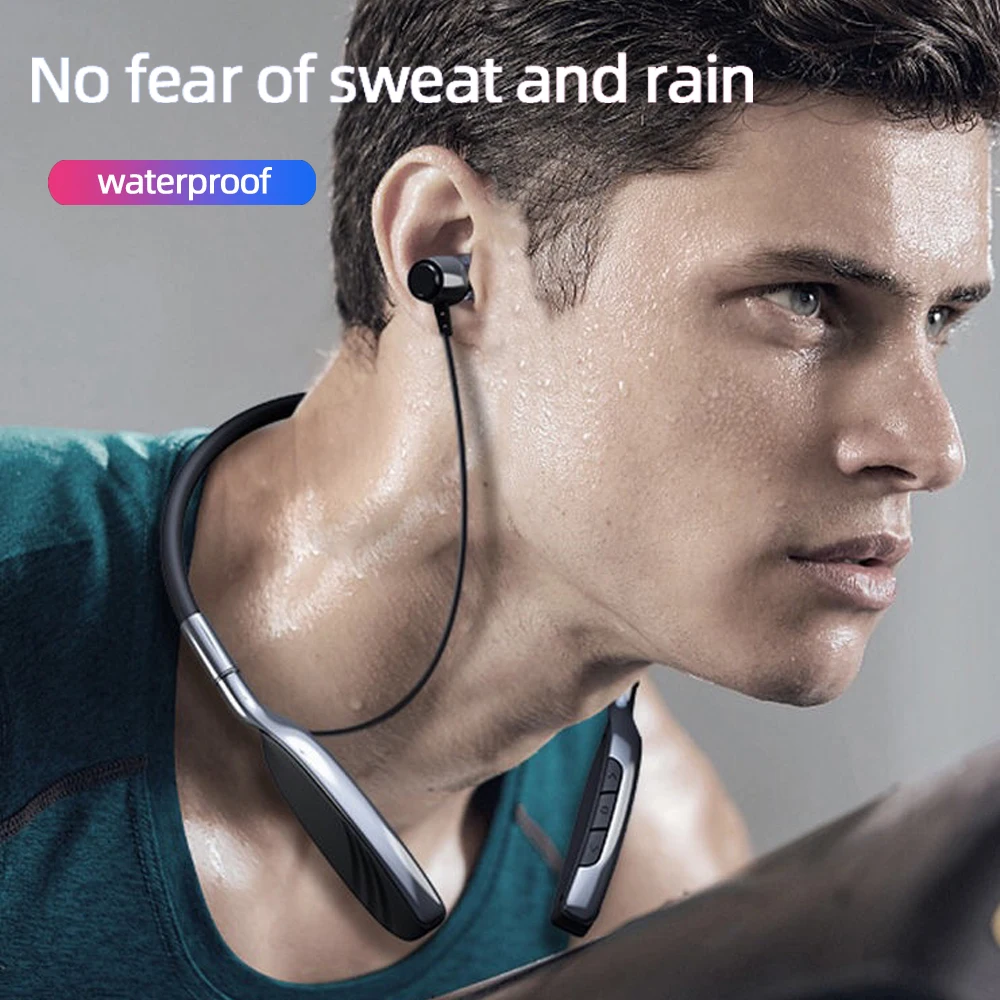 ihuigol Bluetooth Wireless Headphone For iPhone Xiaomi Music Metal Headphone Waterproof Sport Magnetic Neckband Headset With Mic