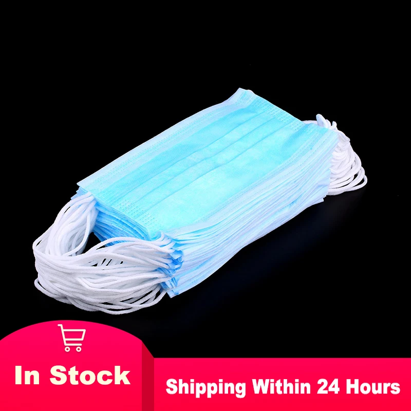 

40PCS Breathing Pm 2.5 Filter Masks Disposable Anti Fog Anti Virus Dustproof Face Mouth Mask 3 Ply Facial Protective Cover Mask