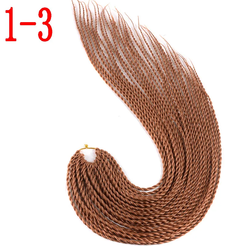 MERISIHAIR Ombre вязанные косички Сенегальские крученые волосы 24 дюйма 30 корней/упаковка синтетические плетеные волосы для женщин серый синий розовый - Цвет: 1-3