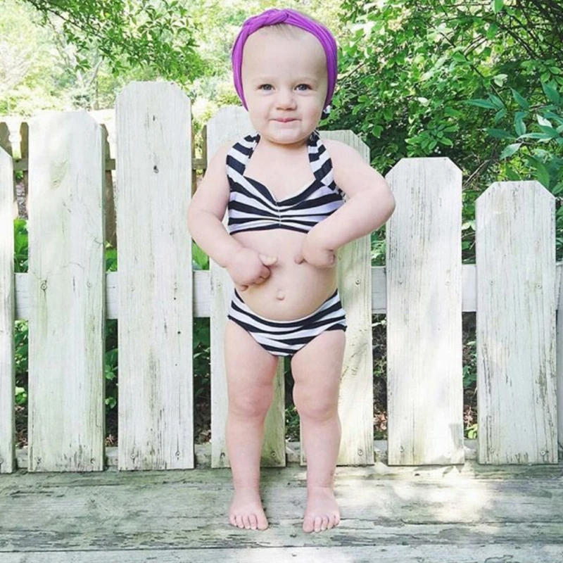 

Swimwear Two-Piece Girls Striped Sling Swimsuit Split Beach Seaside Summer