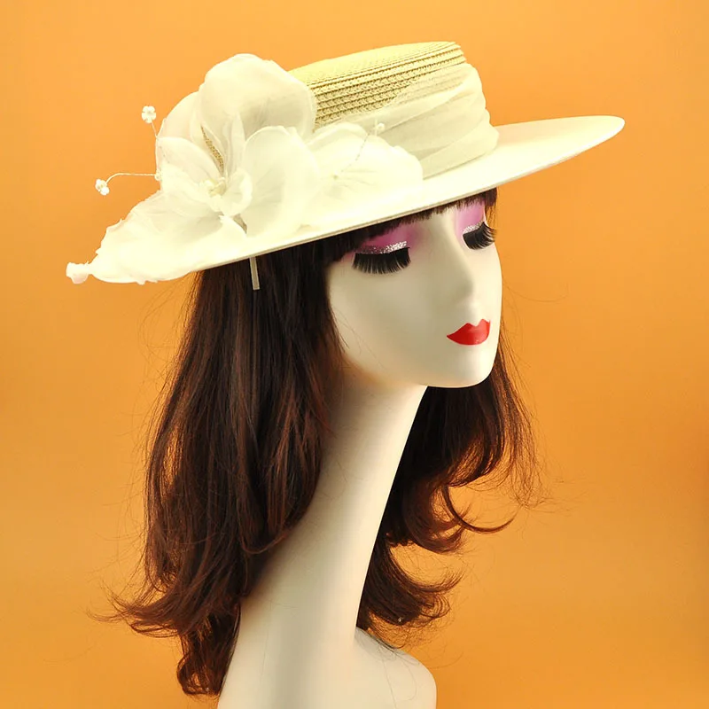 

New Straw Jazz Fascinators Hat Women Wedding Church Headpiece Elegant Ladies Fancy Party Show Headwear