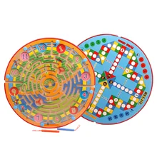 2-в-1 двухсторонний деревянный Летающий шахматы и цифровые часы игрушка-Лабиринт магнитные игра для Детская вечеринка игры головоломки