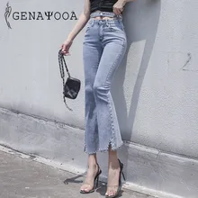 Genayooa женские Леггинсы для йоги из талии джинсы женские расклешенные брюки уличная Джинсы бойфренда для женщин брюки-клеш с вышивкой в Корейском стиле