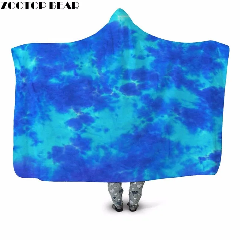 Office Blanket Blue Ink White Dream Hooded blanket 3D Print Girls Diamond embroidery Fashion Plush Soft | Дом и сад