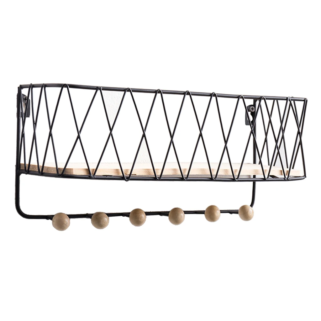 Wall Mounted Mail and Key Holder Iron Wood Letter Key Rack Holder Organizer For Entryway