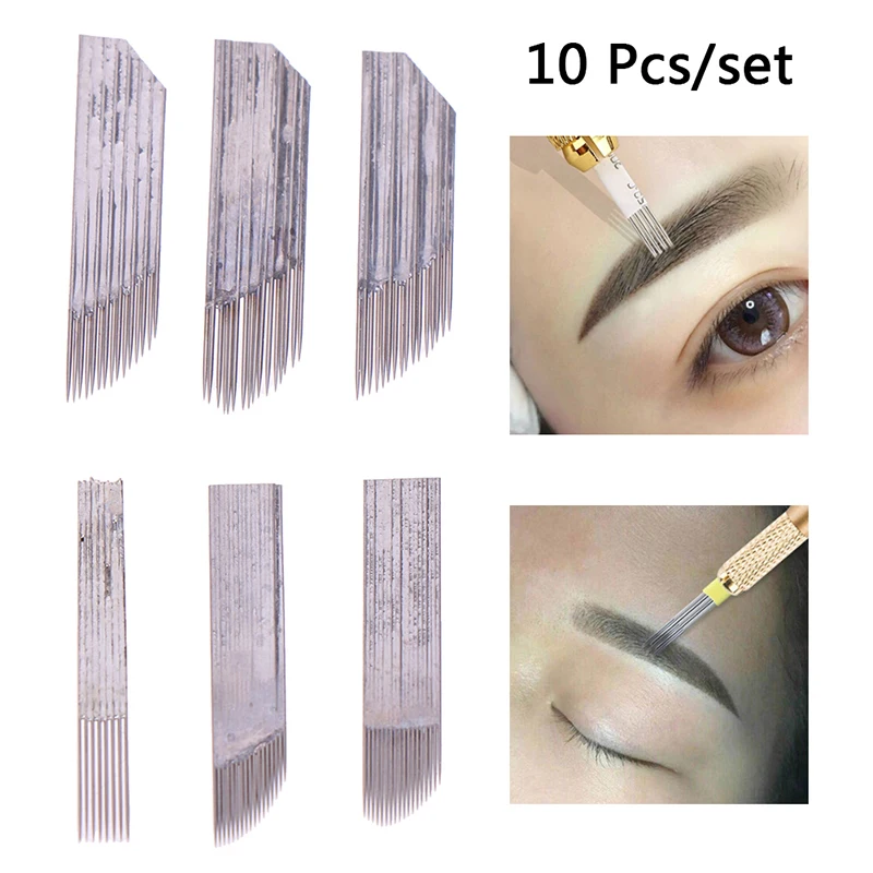 

NEW 10pcs 3Rows 2Rows Tattoo Needle Accessories For Eyebrow Lip Permanent Makeup Sterilized