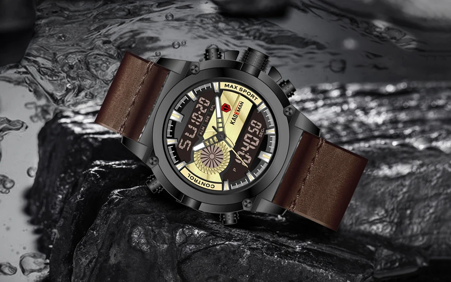 Топ бренд двойной дисплей lcd наручные часы KADEMAN мужские часы спортивные цифровые часы Роскошные военные мужские автоматические новые модные часы