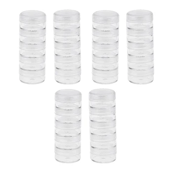 

3x 5 Stackable Plastic Clear Screw Top Storage Container Craft Bead Nail Box