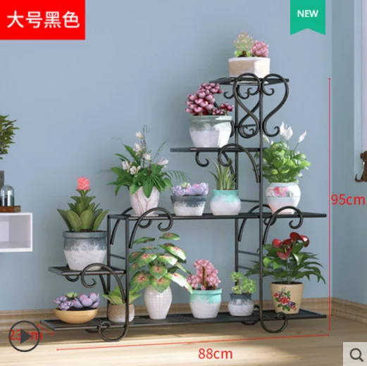 Flower rack indoor green Luo balcony flower rack iron art pendant orchid rack living room floor type simple flower pot rack - Цвет: 6