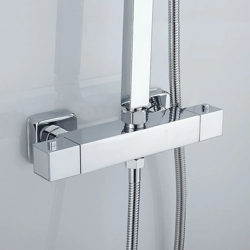 

Bath Shower Faucet Thermostatic Faucets Wall Mounted Mixer Valve Twin Outlet Tap Temperature Control Rain Shower for Bathroom