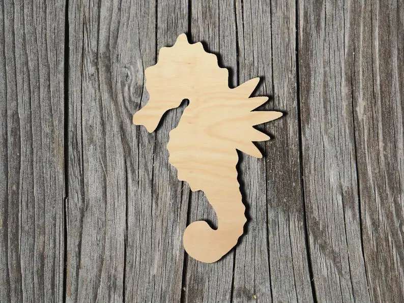 В форме морского конька-несколько размеров-лазерная резка необработанной