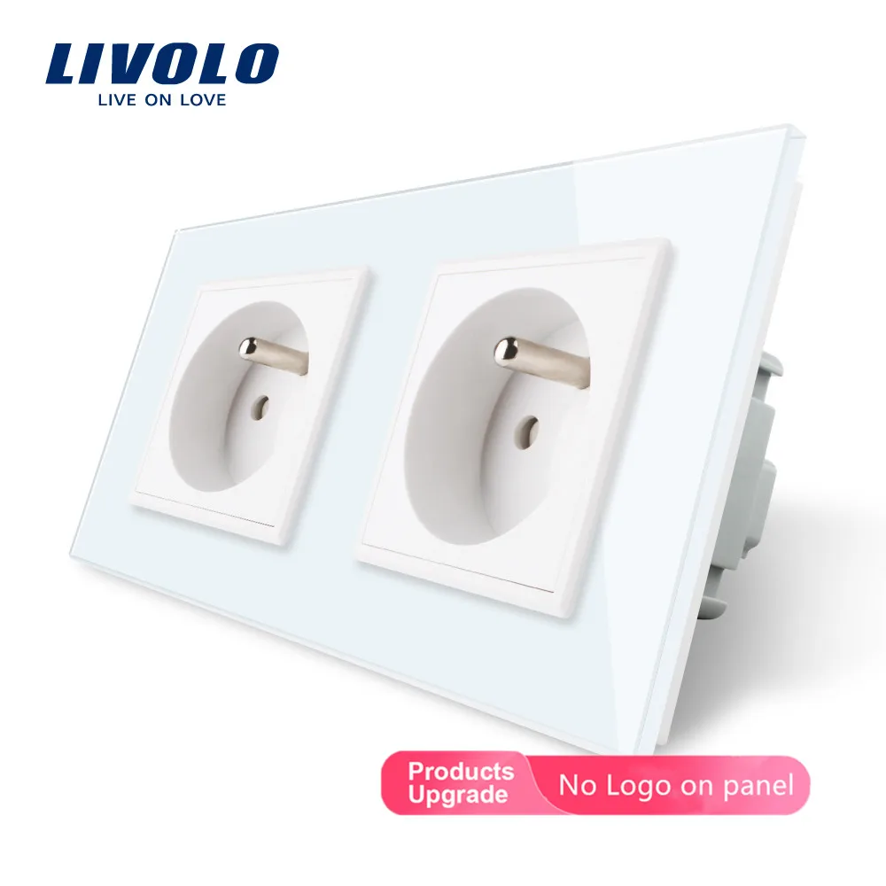 

LIVOLO 16A французский Стандартный, выход настенной электрической/Мощность двойная розетка/разъем, с украшением в виде кристаллов Стекло Панел...