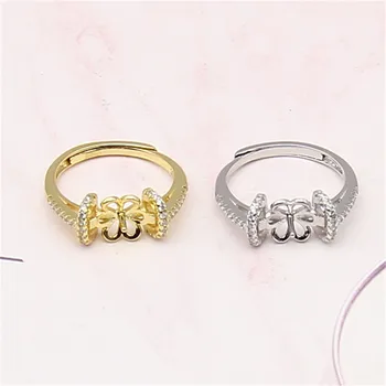 

Ring Mount Pearl Accessories Adjustable Size 925 Silver Plated Ring Jewelry DIY No Pearl Free Shipping