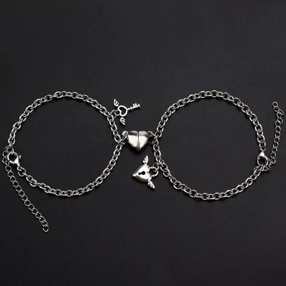 2Pcs/Set Magnet Couple Bracelets Heart Attraction Bracelet Stainless Steel Charm Jewelry Gifts Magnetic Love Bracelet bracelet jewelry