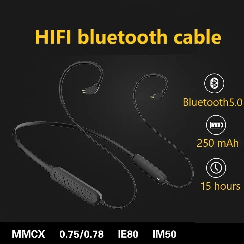 Обновленный беспроводной Hi Fi кабель для наушников Bluetooth 5 0 Mmcx 78 мм 75 IE80 IM50 A2DC без