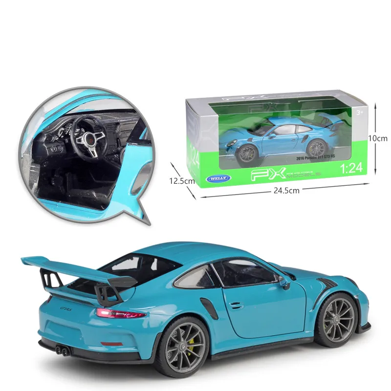 Модель автомобиля Welly 1:24 Porsche 911GT3 RS из фиолетового сплава литой и игрушечный