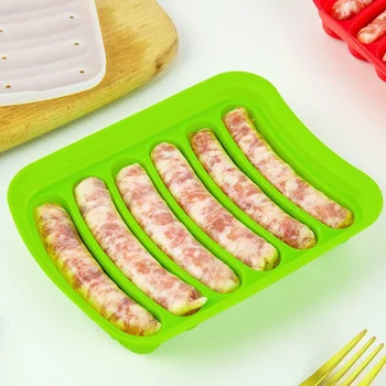

6 Grids Silicone Sausage Mould Mold DIY Maker for Making Bratwurst Hot Dogs J2Y
