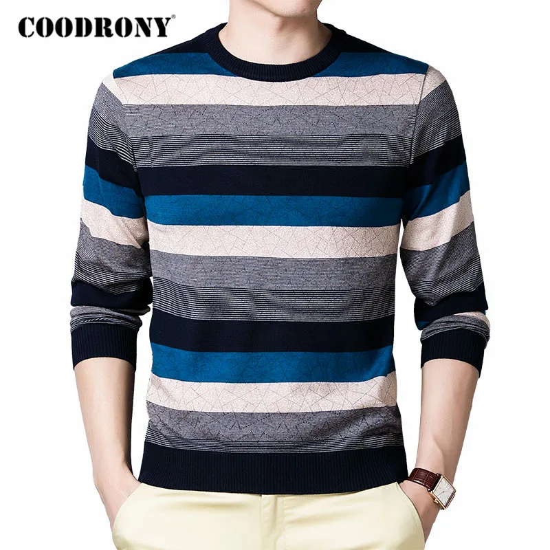 

COODRONY Brand Sweater Men Fashion Striped Casual Pull Homme Autumn Winter Top Soft Warm Cotton Wool Knitwear Pullover Men C1125