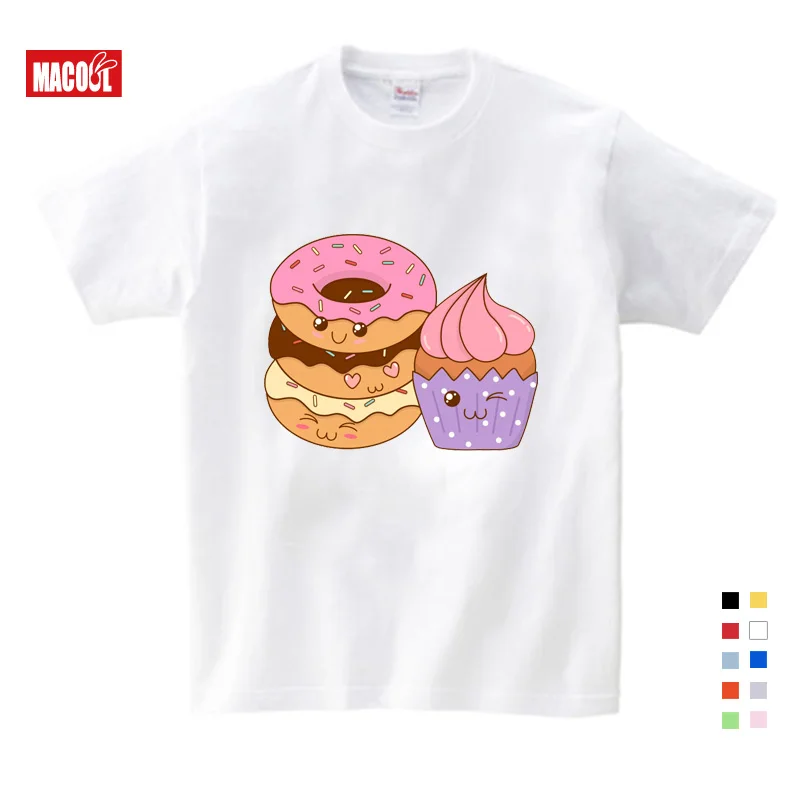 Kids Hoodies Sweatshirts Cartoon Doughnut Pals Print Hoodies for Boy Girls Clothing Black Funny Hoodies Clothes 2T-8T Sweet Pail - Цвет: T-shirt