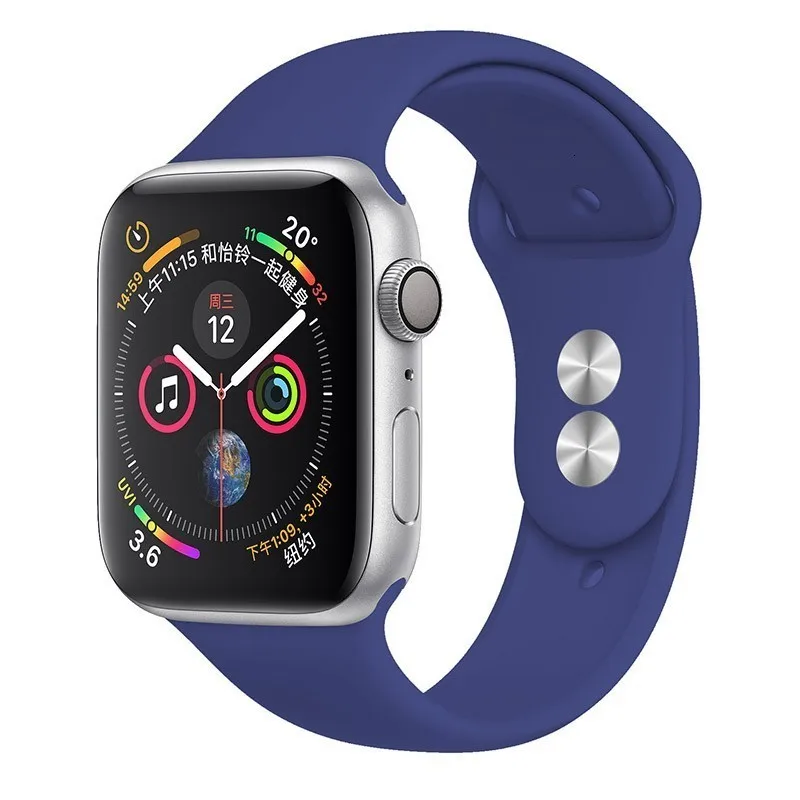 06 Royal blue Силиконовый ремешок для Apple Watch band 44 мм 42 мм iwatch series 5 4 3 2 1 браслет 40 мм 38 мм pulseira умные часы аксессуары петля - Цвет ремешка: 06 Royal blue