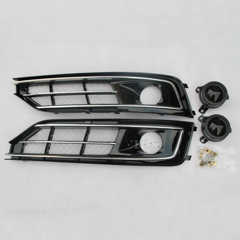 

Auto Left Right Front Chrome Bumper Fog Light Grill Mesh Cover Racing Grills With ACC Set For Audi A8 2015 2016 2017 2018 2019