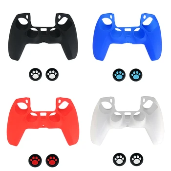 

PS5 Handle Silicone Case Anti-slip Cover Shell For Sony Playstation 5 Controller Protection Case Free Cat Claw Thumb Grip Caps