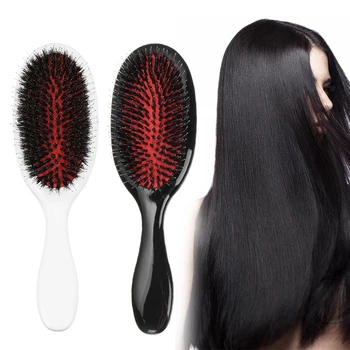 

Anti-static Airbag Oval Hairdressing tool Portable Natural Boar Bristle Hair Comb Scalp Massage Hair Styling Comb