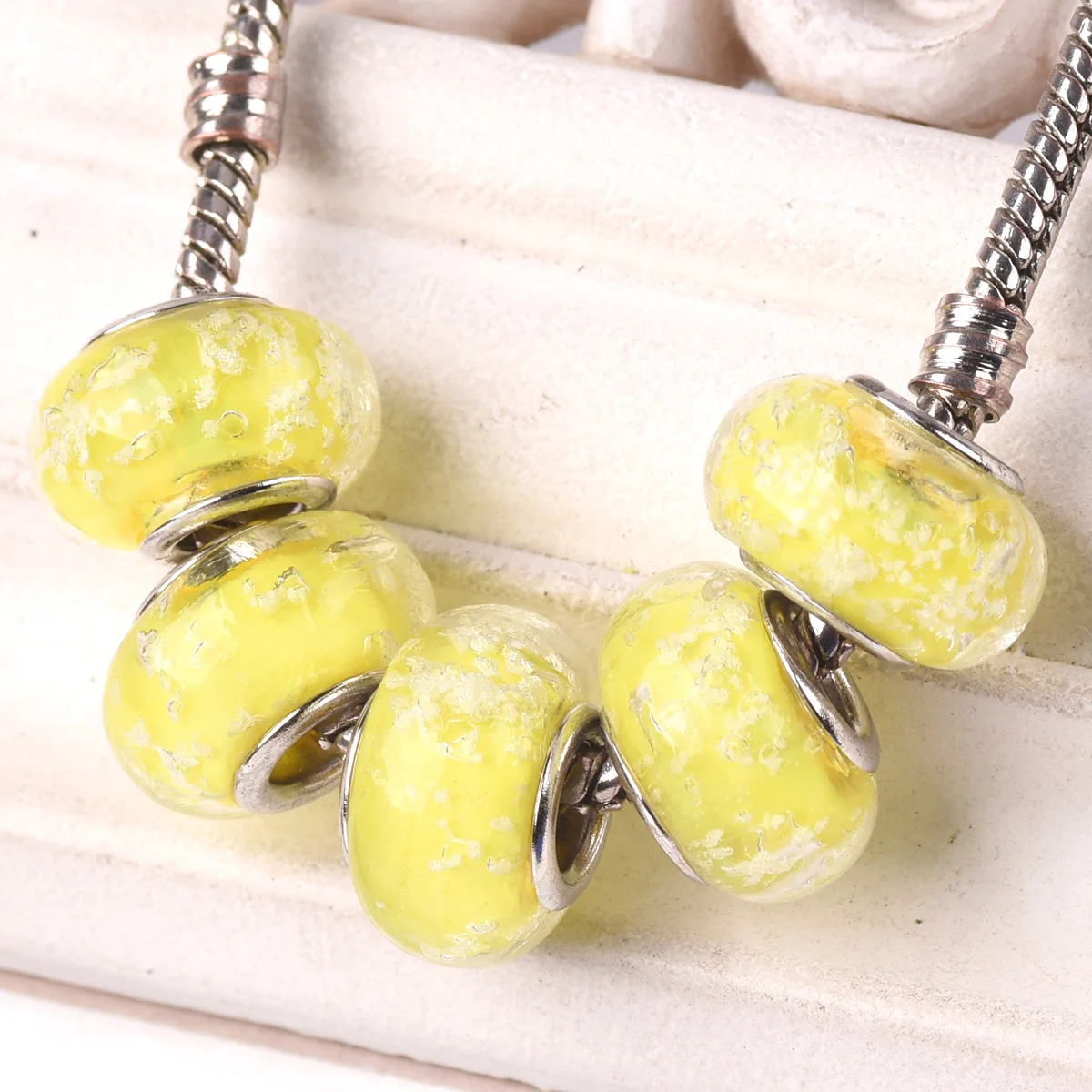 Murano Style Glass rondelle Beads <b>about 14x10mm</b> Cable style 5mm  large hole-green with white bandings <b>Up To 50% OFF!</b> per  <b>10-pc-bag</b>