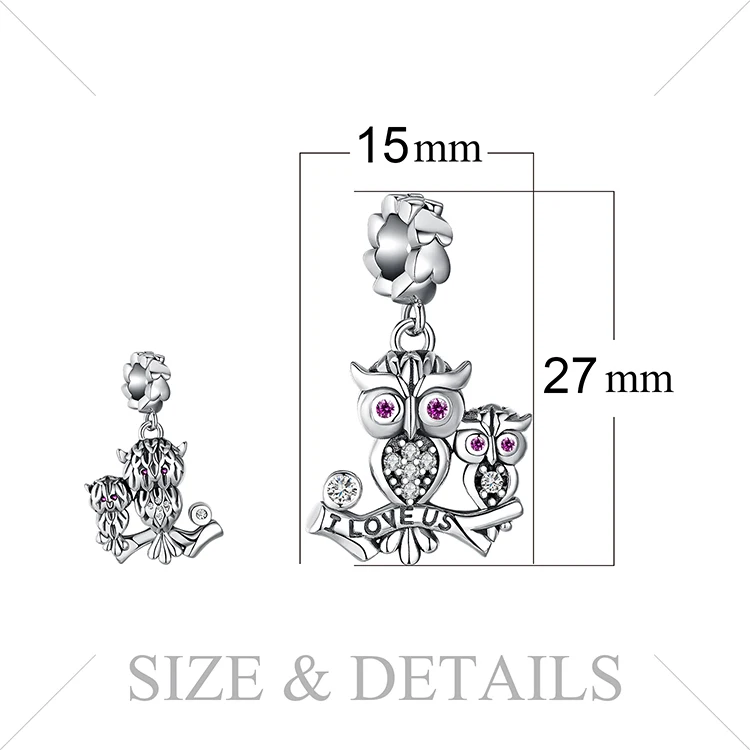 JewelryPalace 925 пробы Серебряный создан RubyOwl бусины, семейные талисманы Fit Браслеты Лидер продаж для женщин как красивые подарки