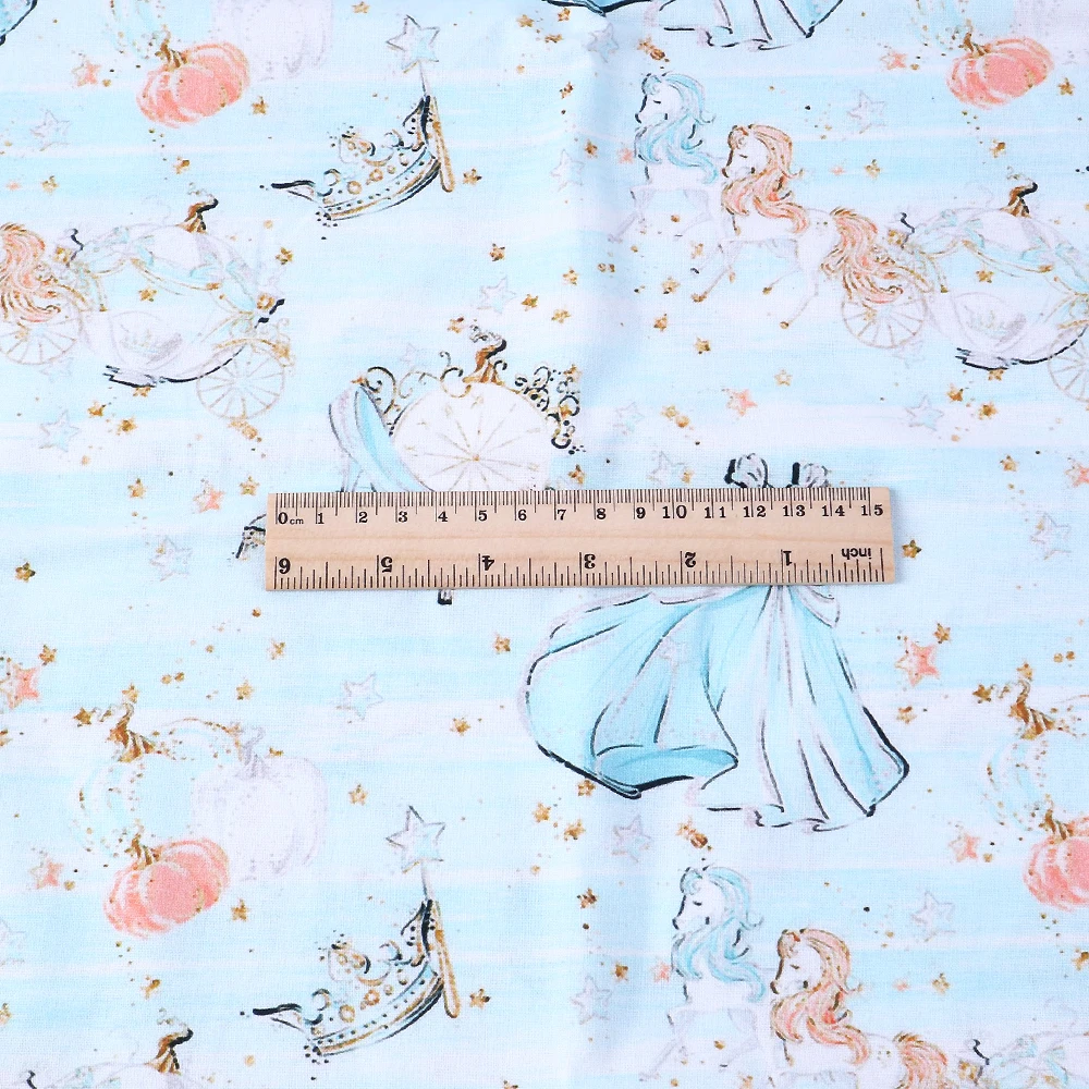 50*145 см принцесса печатных хлопок Ткань для шитья DIY лоскутное рукоделие детская одежда сумки, 1Yc4160