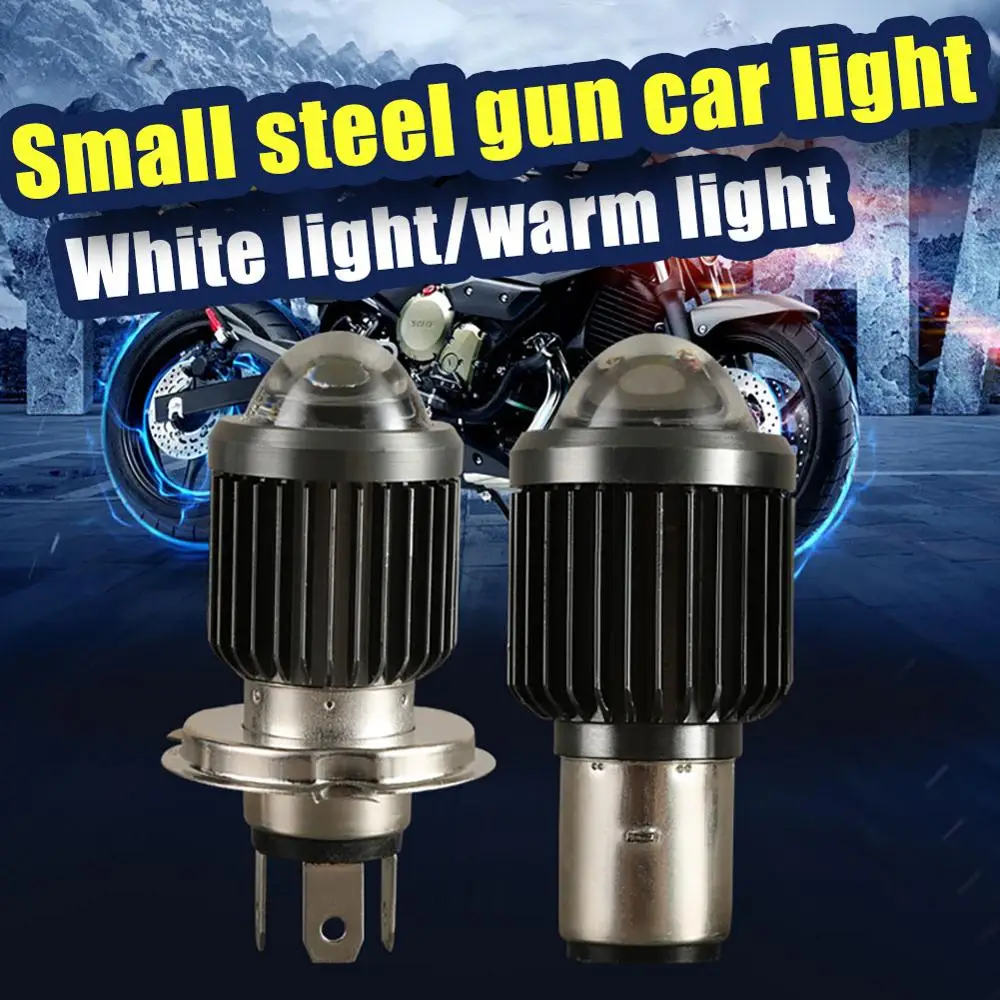 

New H4 LED Net Red Spotlight Small Steel Cannon LED Motorcycle Modified Headlight Integrated Two-color Headlight Accessories