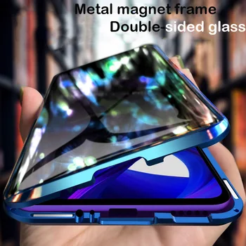 

R-just Magnetic Metal Bumper Case for Huawei Honor 9x/Honor 9x pro Tempered Glass Front Back Cover for Huawei Honor 8x case