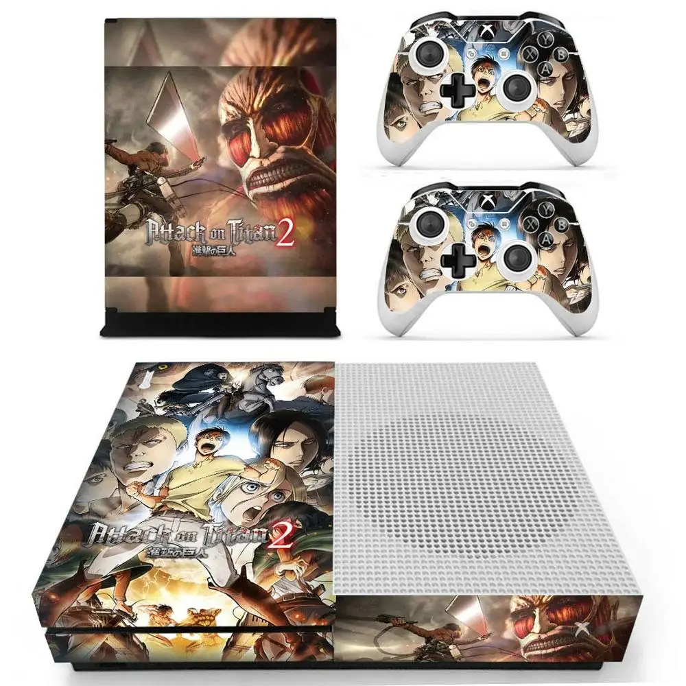 Attack on Titan 2 стикер s для Xbox One S виниловые наклейки на кожу наклейки Pegatinas для Xbox one тонкая консоль и два контроллера шкуры - Цвет: YS-xboxoneS-1211