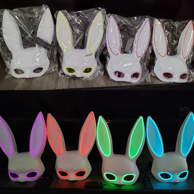 goddess costume Carnival EL Wire Bunny Mask Masque Masquerade Led Rabbit Mask Night Club Female Mask For Birthday Wedding Party naruto outfits