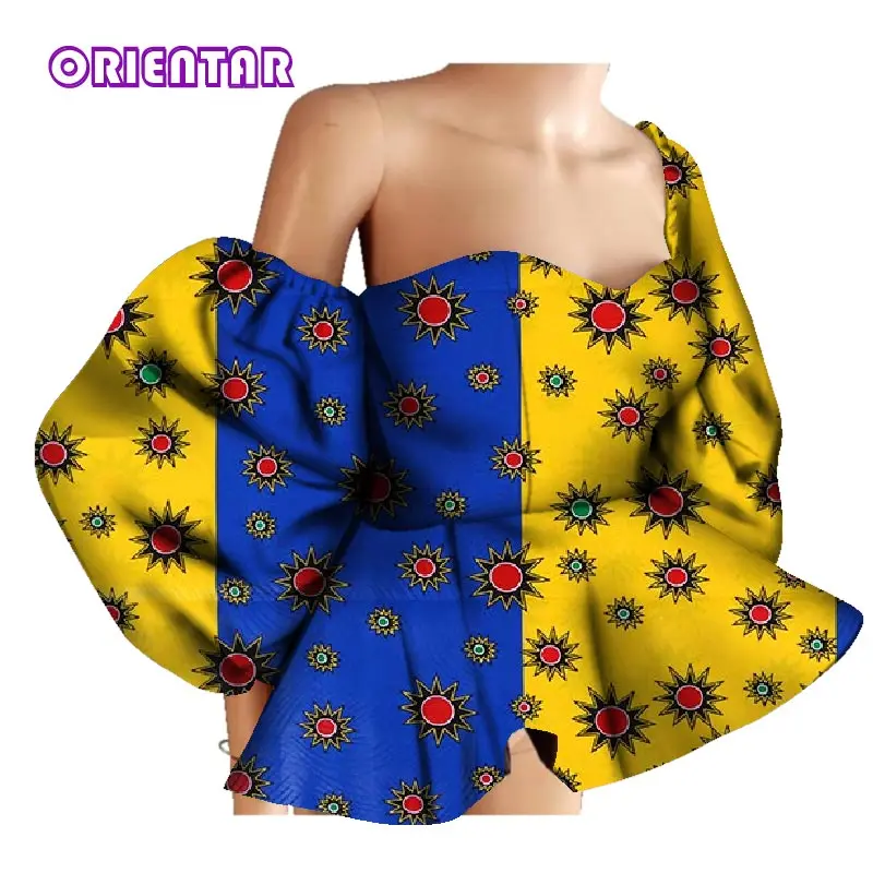 New Cotton Women Shirts African Wax Draped Print Shirts for Women Bazin Riche Patchwork African Style Clothing WY3397 - Цвет: 7