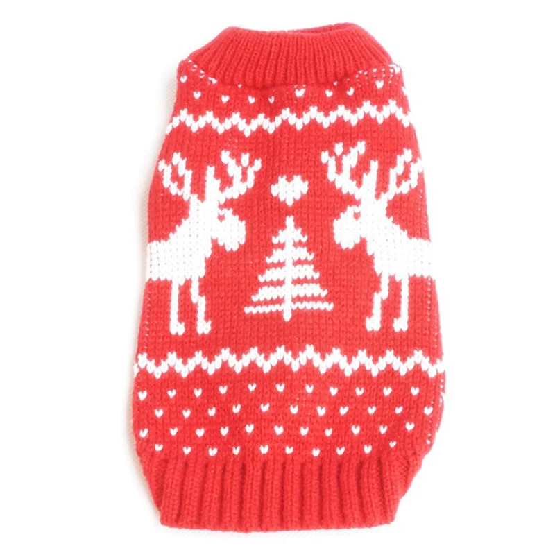 Рождественский олень свитер для собаки, для питомца собаки пуловер Трикотаж Осень Зима Одежда для Такс для маленьких и крупных собак плюшевый костюм XS-XXL - Цвет: Red