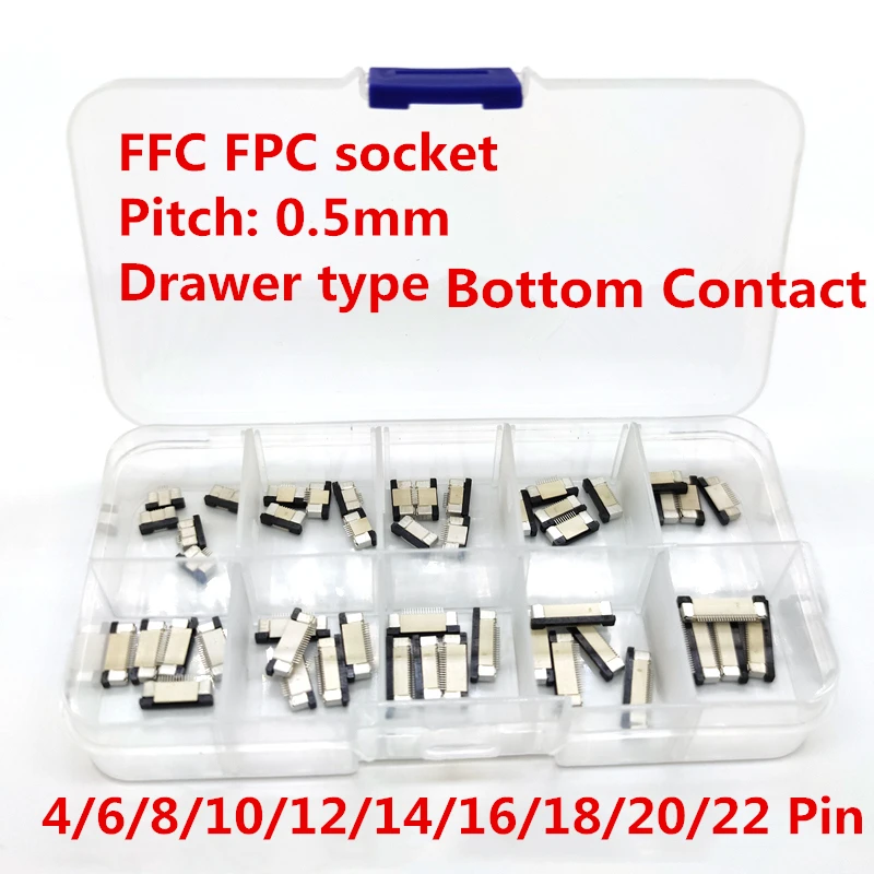 50 шт. FPC коннектор FFC 0 5 мм 4/6/8/10/12/14/16/18/20/22 контактный ящик плоский кабель наборы разъемов|set connector|cable 4 pin4 pin